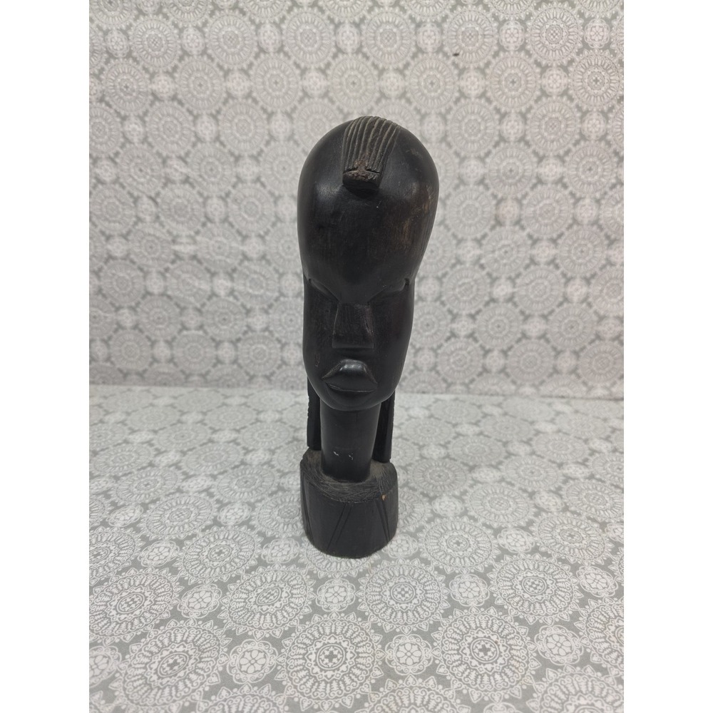 Vintage Hand Carved Wooden African Tribal Bust Sculpture 10"